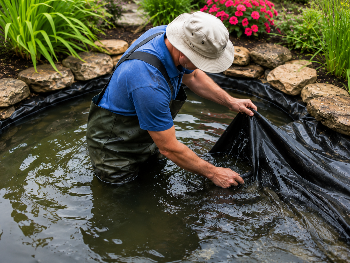     Custom pond aquascaping design