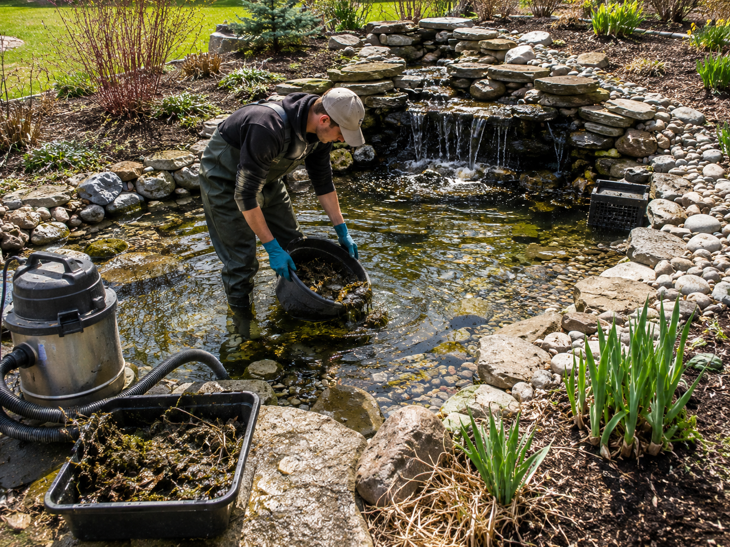     Backyard water garden with aquatic plants