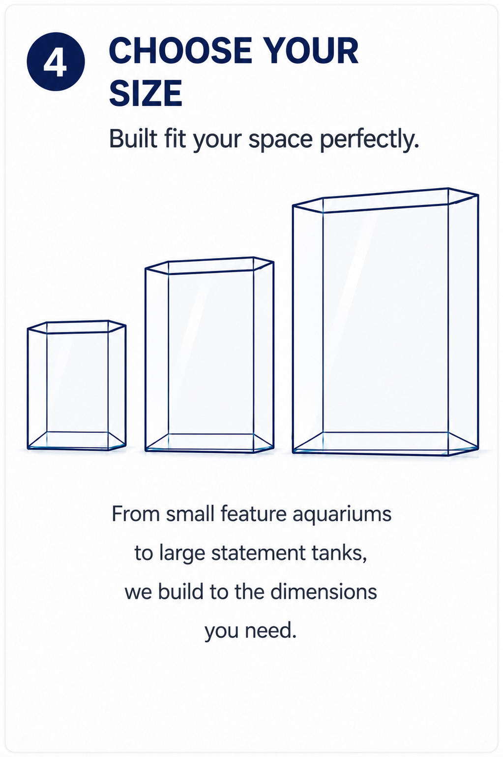 Custom aquarium cabinet styles including Modern Flat Panel and Shaker Style cabinetry.