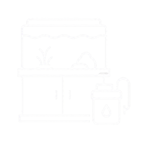 Complete aquarium system icon showing an aquarium, stand and equipment