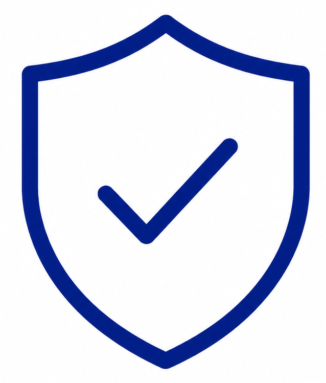 Shield with checkmark icon representing trusted craftsmanship and quality assurance for custom aquariums.