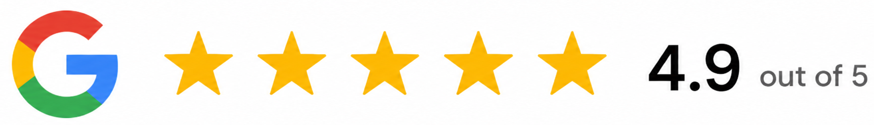 Google 4.9 out of 5 rating with five gold stars representing customer reviews.